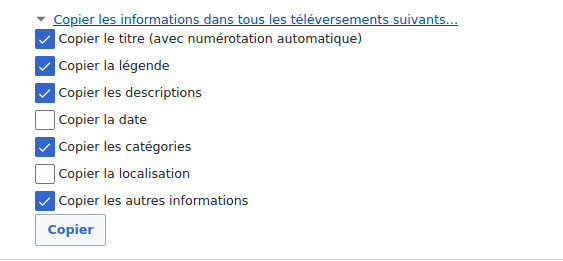 Copier les informations sur les autres images