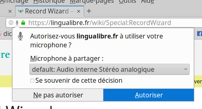 Autoriser l'accès au micro pour le navigateur