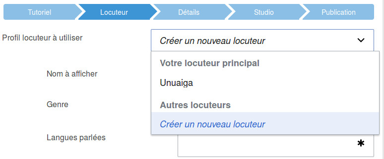 Créer un locuteur