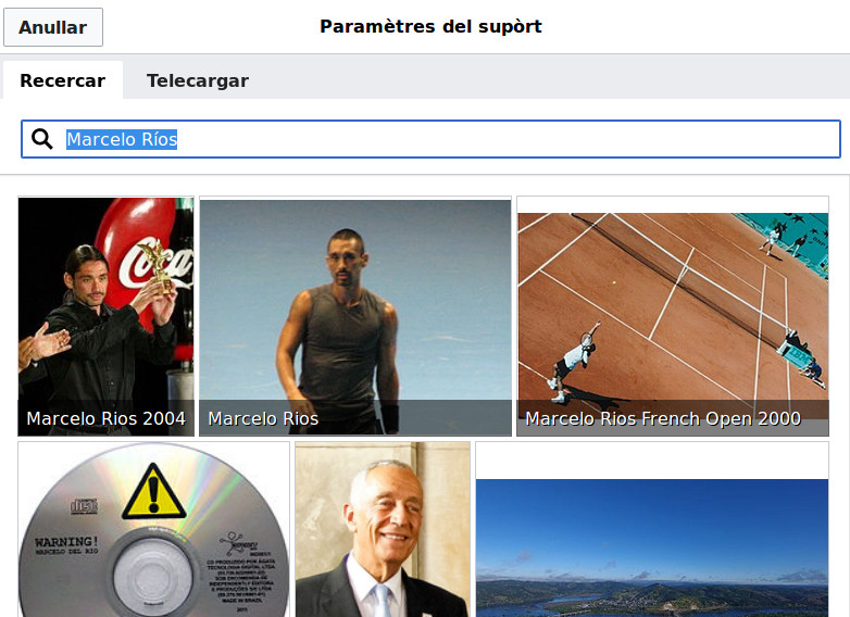 Fenêtre de recherche d'images