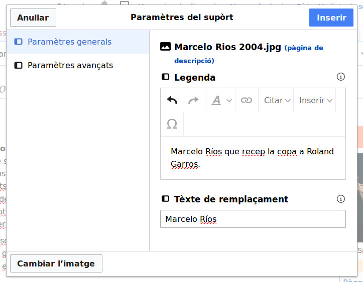 Entrer les informations le l'image