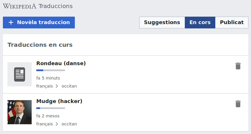 Traductions en cours